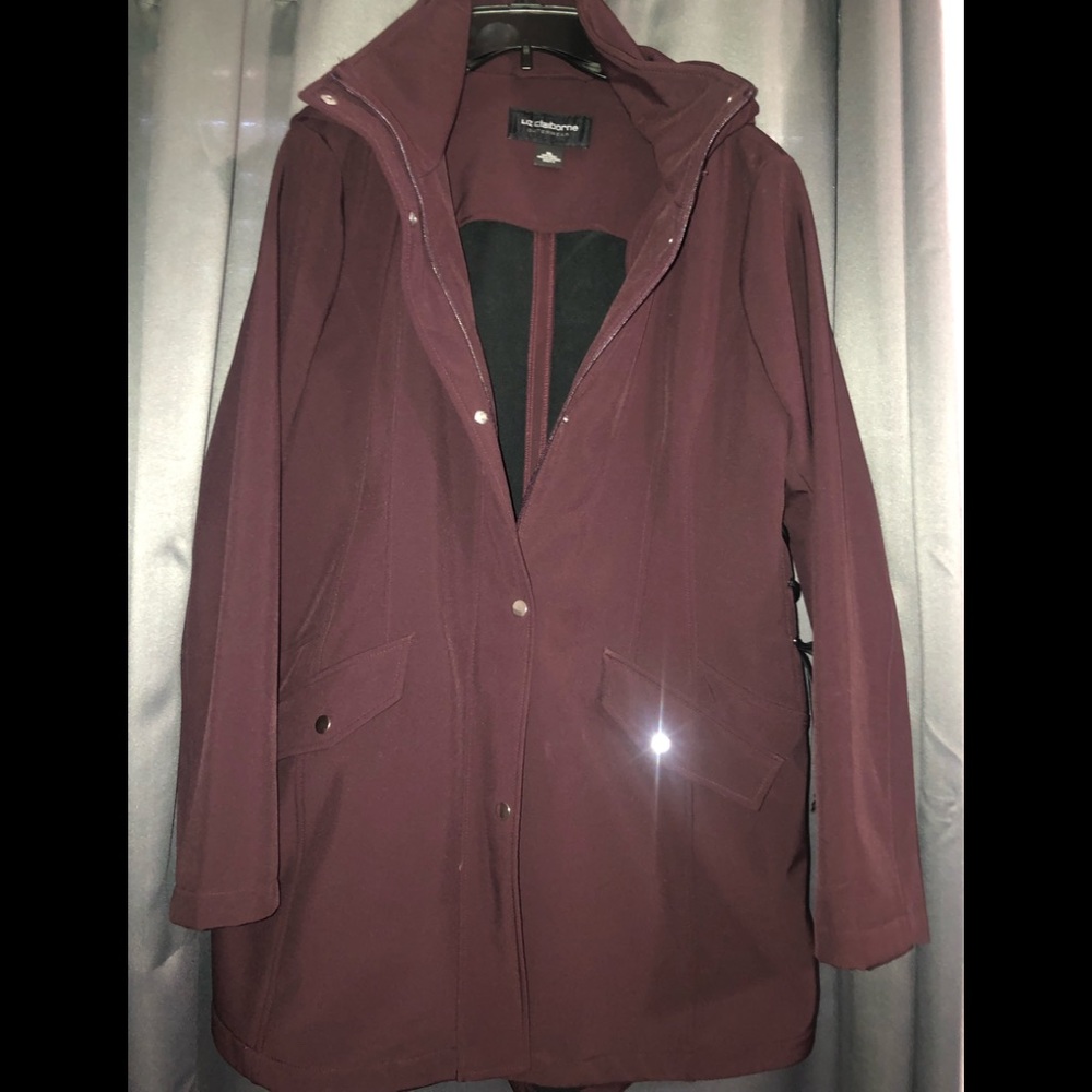 Lined hooded jacket - wine color
